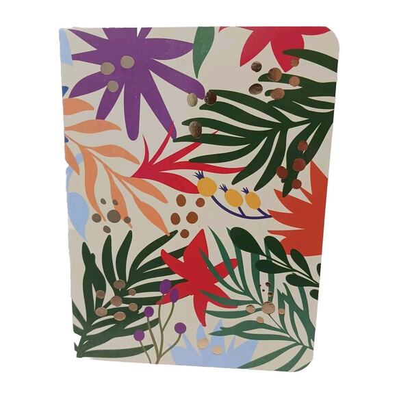 Notebook Journal FLORAL GOLD LEAF Tropical Lined Pages Composition Stationary - Picture 1 of 13